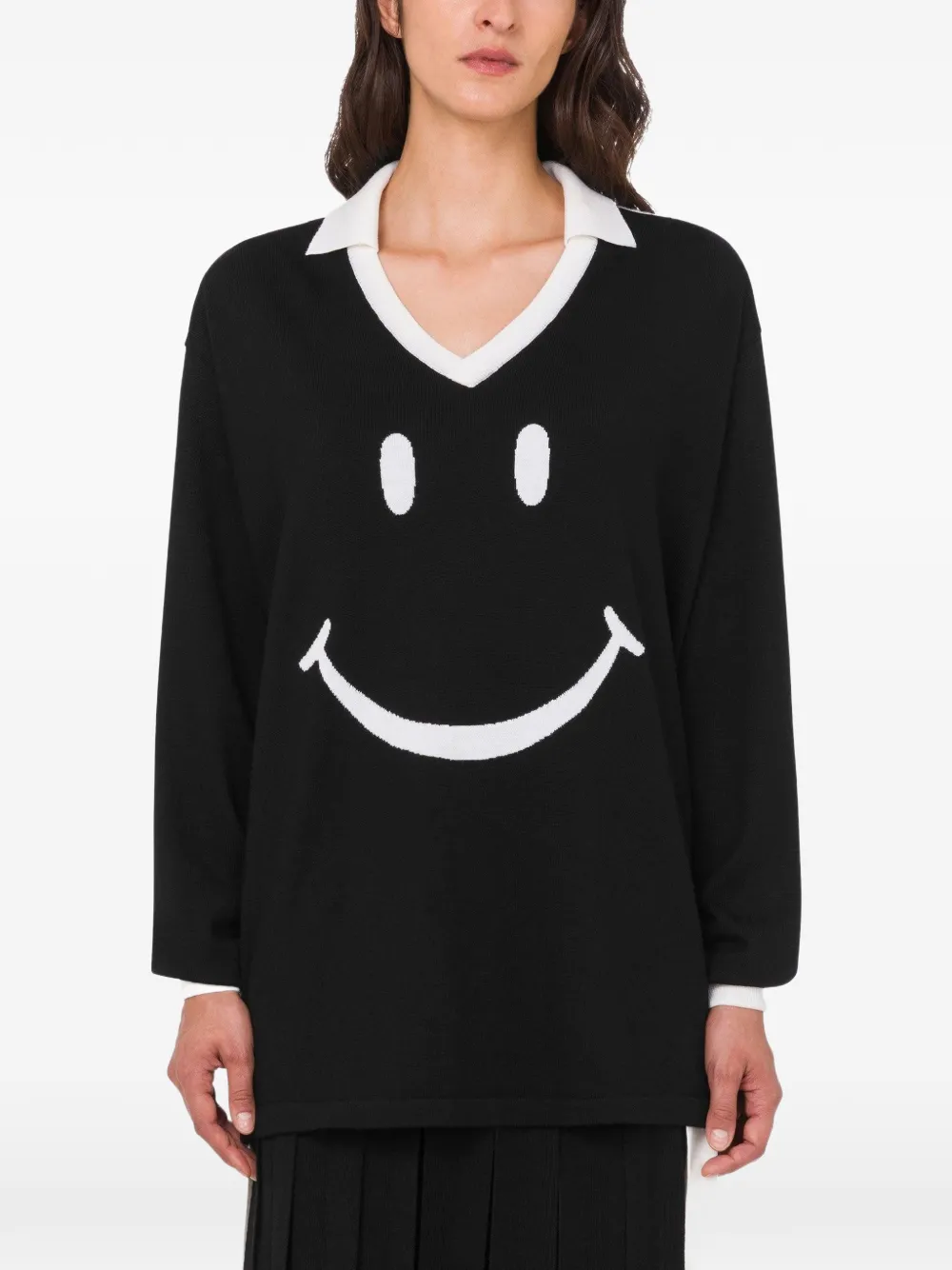 Moschino x Smiley intarsia trui Zwart