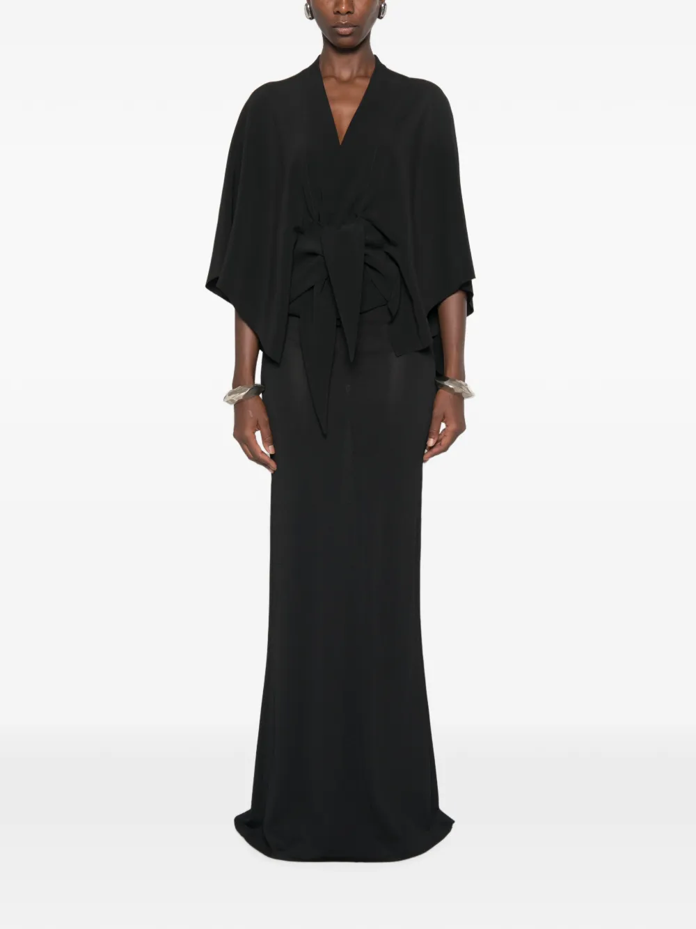 Rick Owens Blouse met geknoopte taille en V-hals Zwart