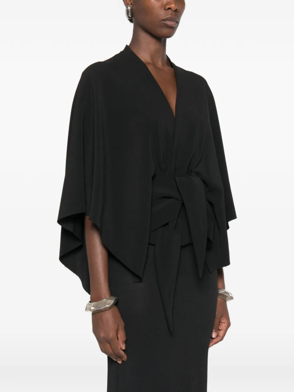 Rick Owens Blouse met geknoopte taille en V-hals Zwart