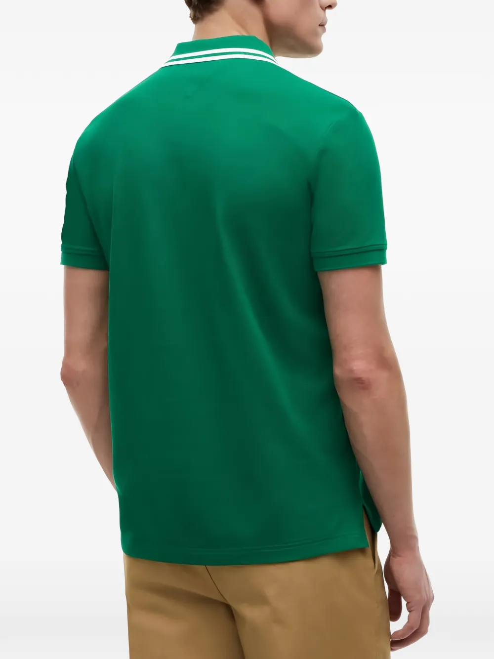 Tommy Hilfiger Poloshirt met geborduurd logo en gestreepte kraag Groen