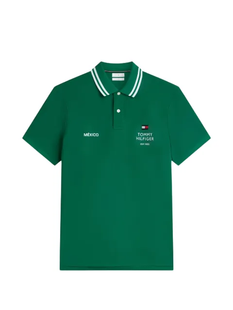 Tommy Hilfiger logo-embroidered striped-collar polo shirt
