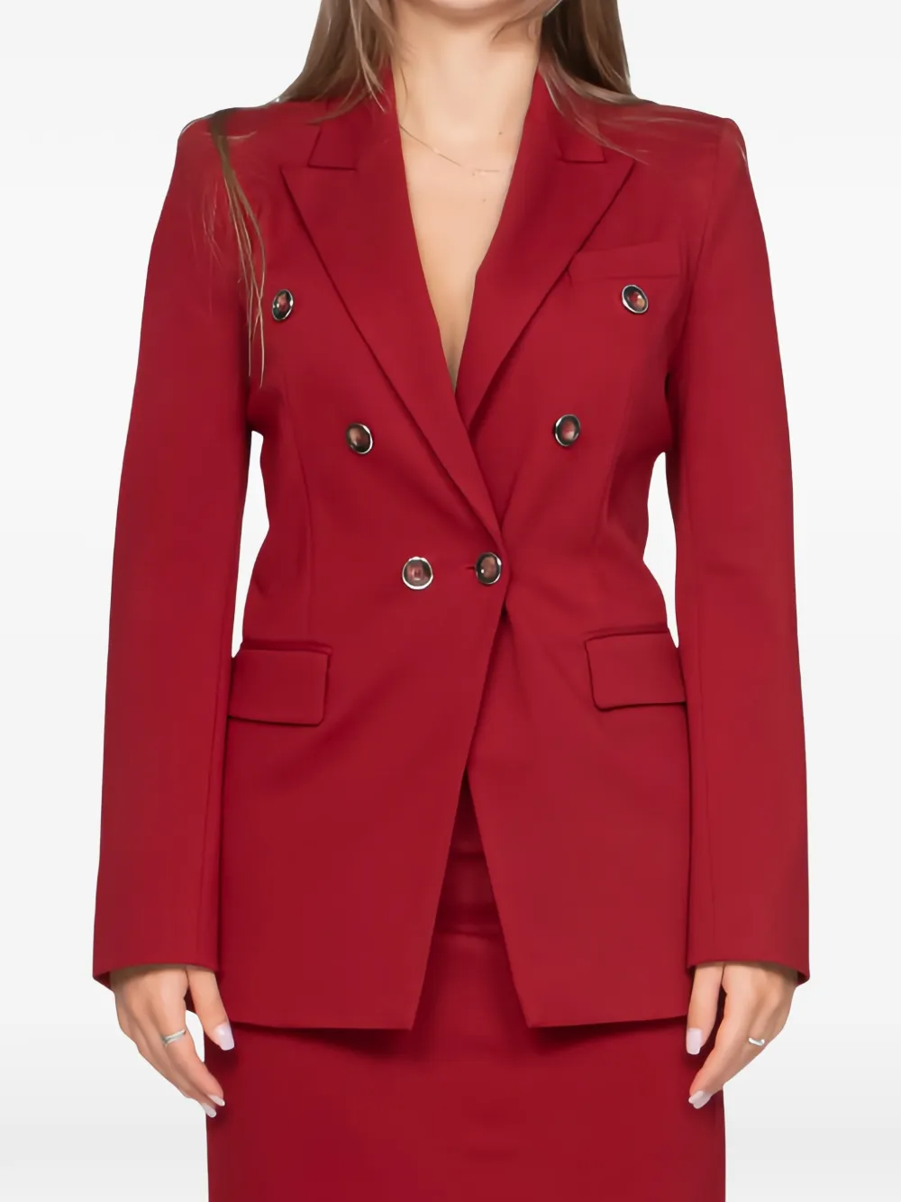 PINKO slim-fit double-breasted jacket Rood