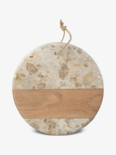 J-LINE Tagliere in marmo con inserto in legno