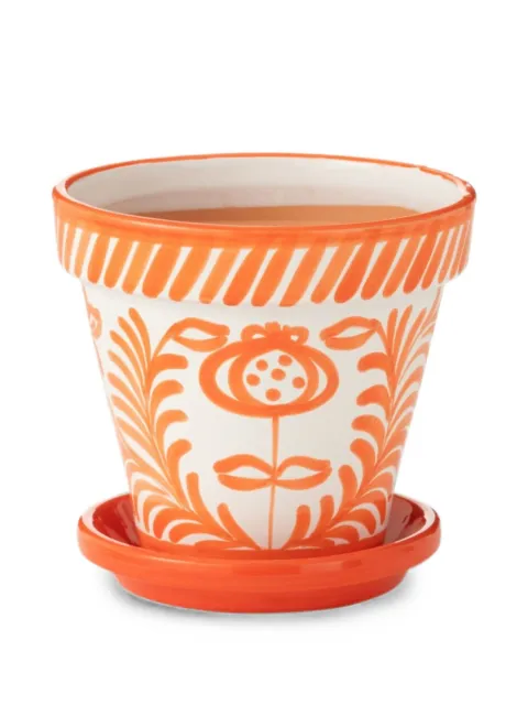 J-LINE floral-print striped flowerpot