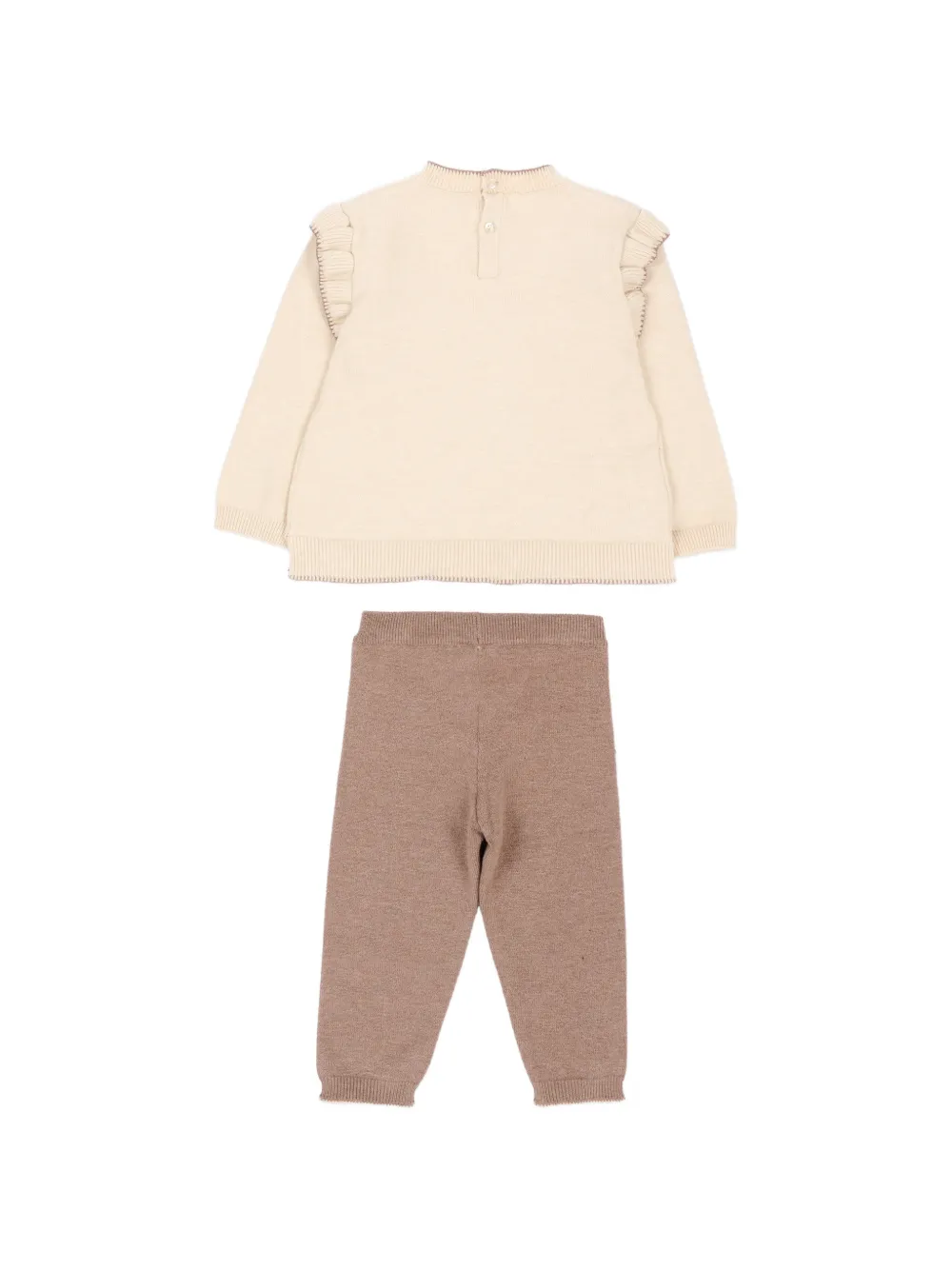Mayoral Gebreid broekset met ruches en intarsia afwerking Beige