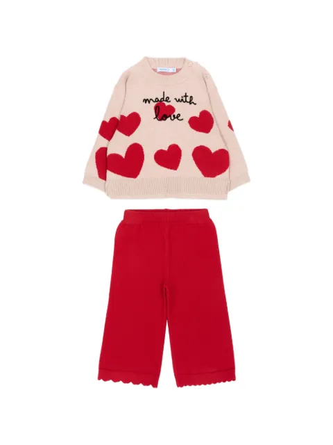 Mayoral heart-intarsia knitted trousers set