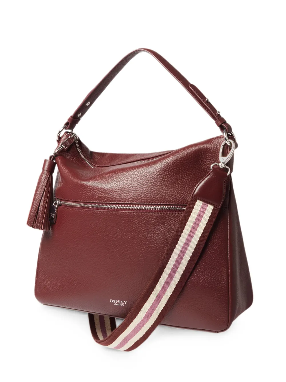 Osprey The Stella tassel-detail grained-leather shoulder bag - Rosso