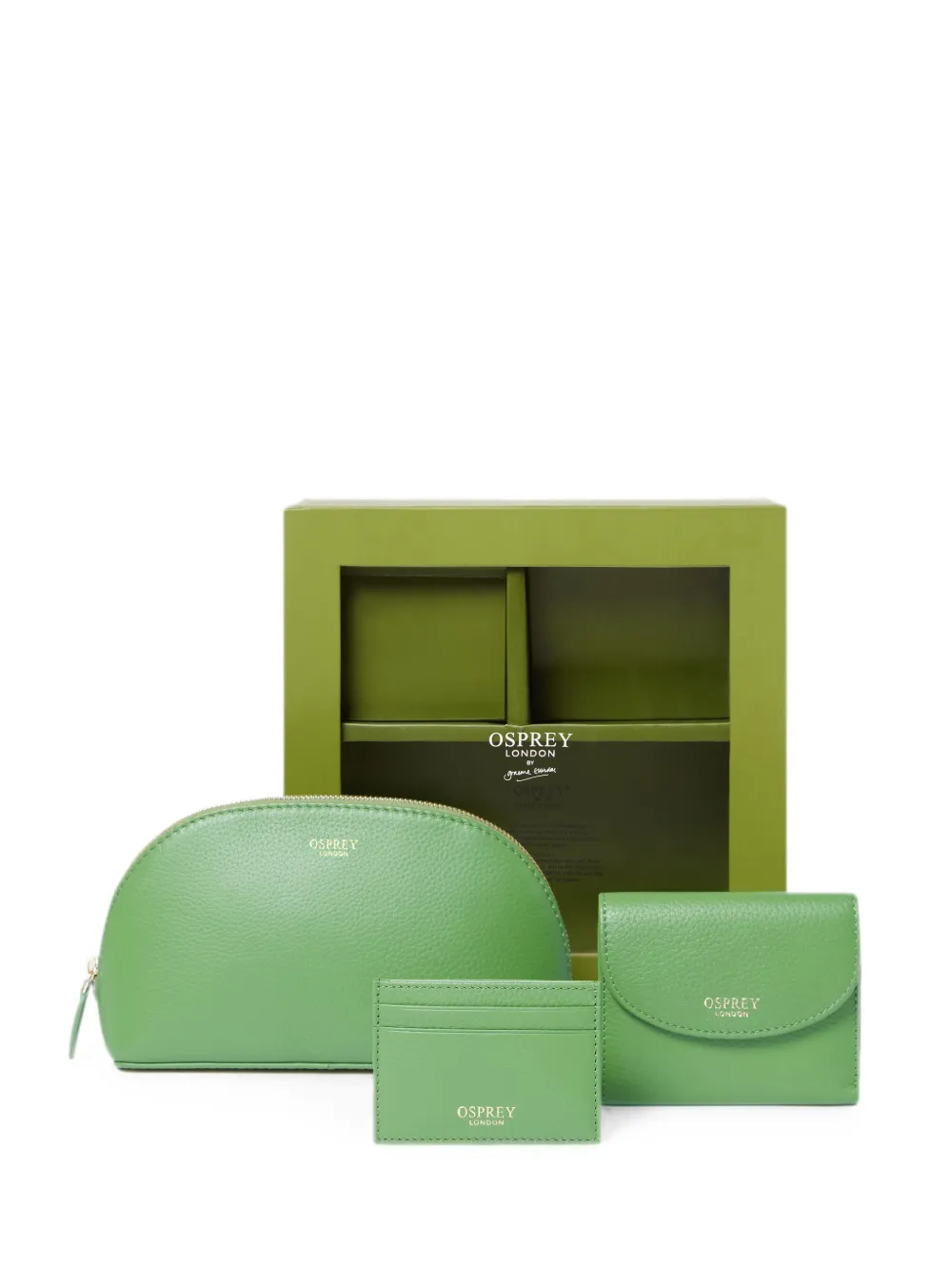 Osprey logo-print leather travel set - Verde