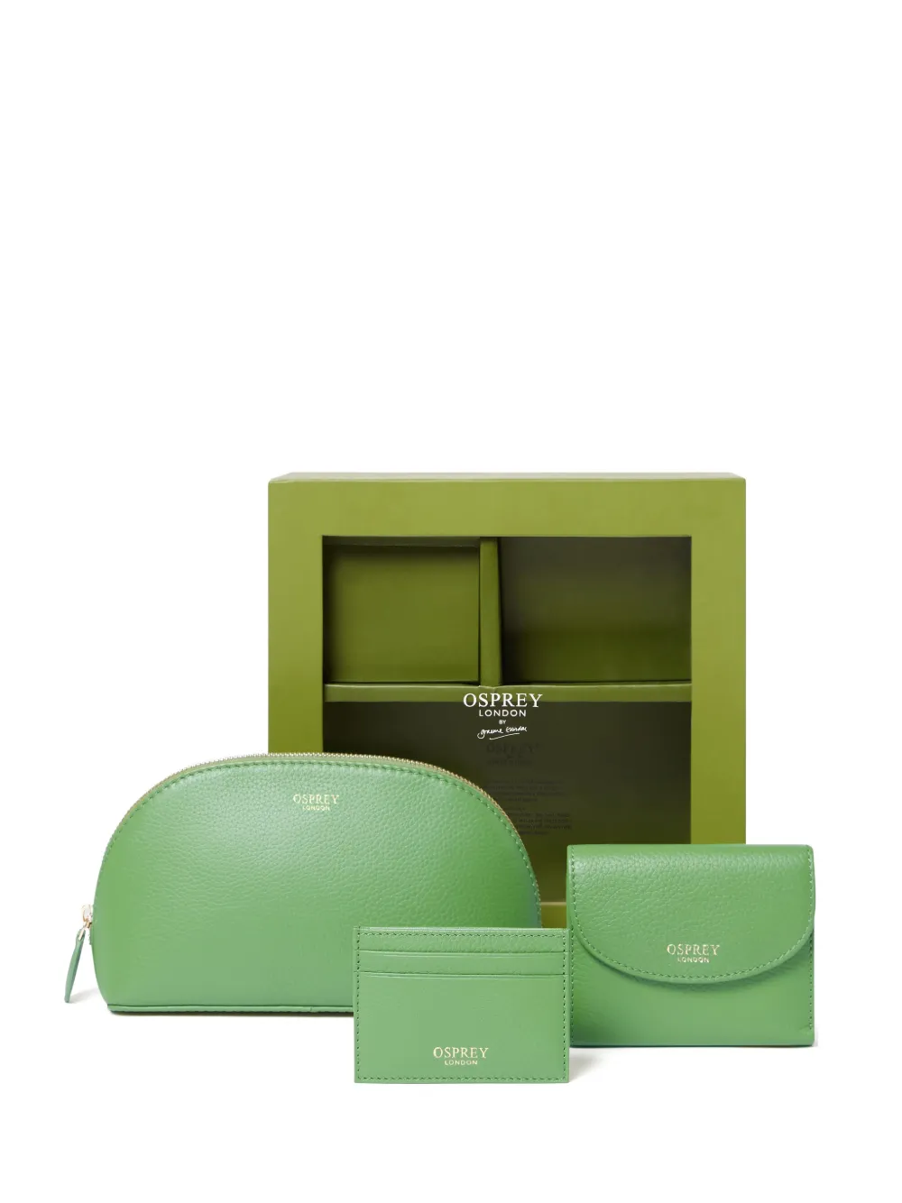 Osprey logo-print leather travel set - Verde