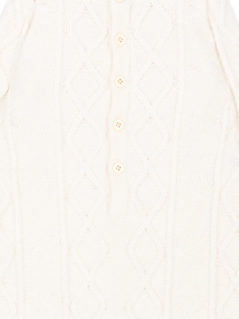 Petit Bateau Kabelgebreide romper met knopen Beige