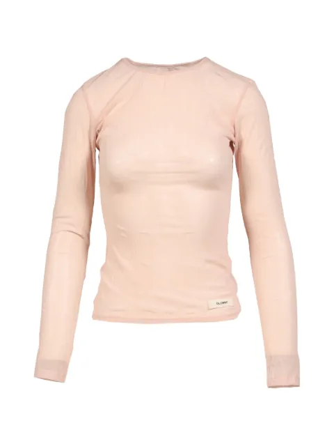 GLOWNY crinkled long-sleeve sheer T-shirt