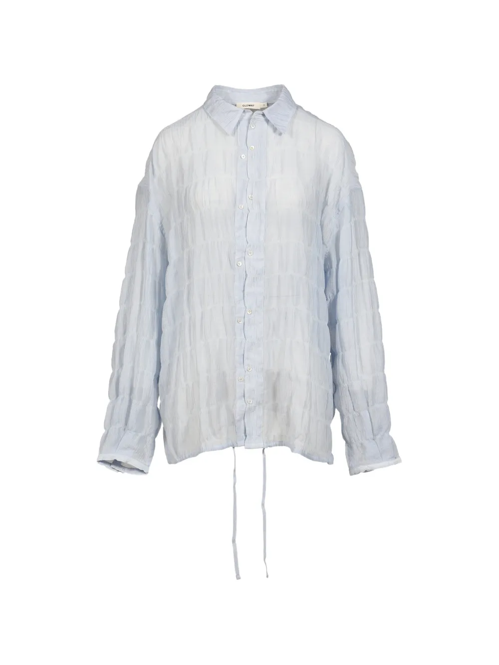 Glowny Coastal Textured Drawstring Shirt In Blue