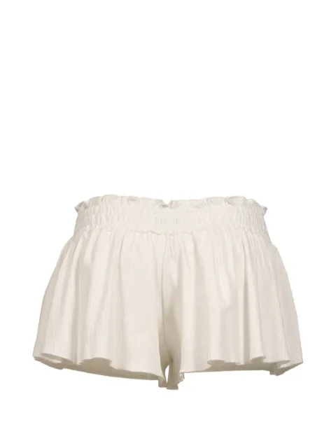 GLOWNY Honey ruffled pointelle-knit mini shorts
