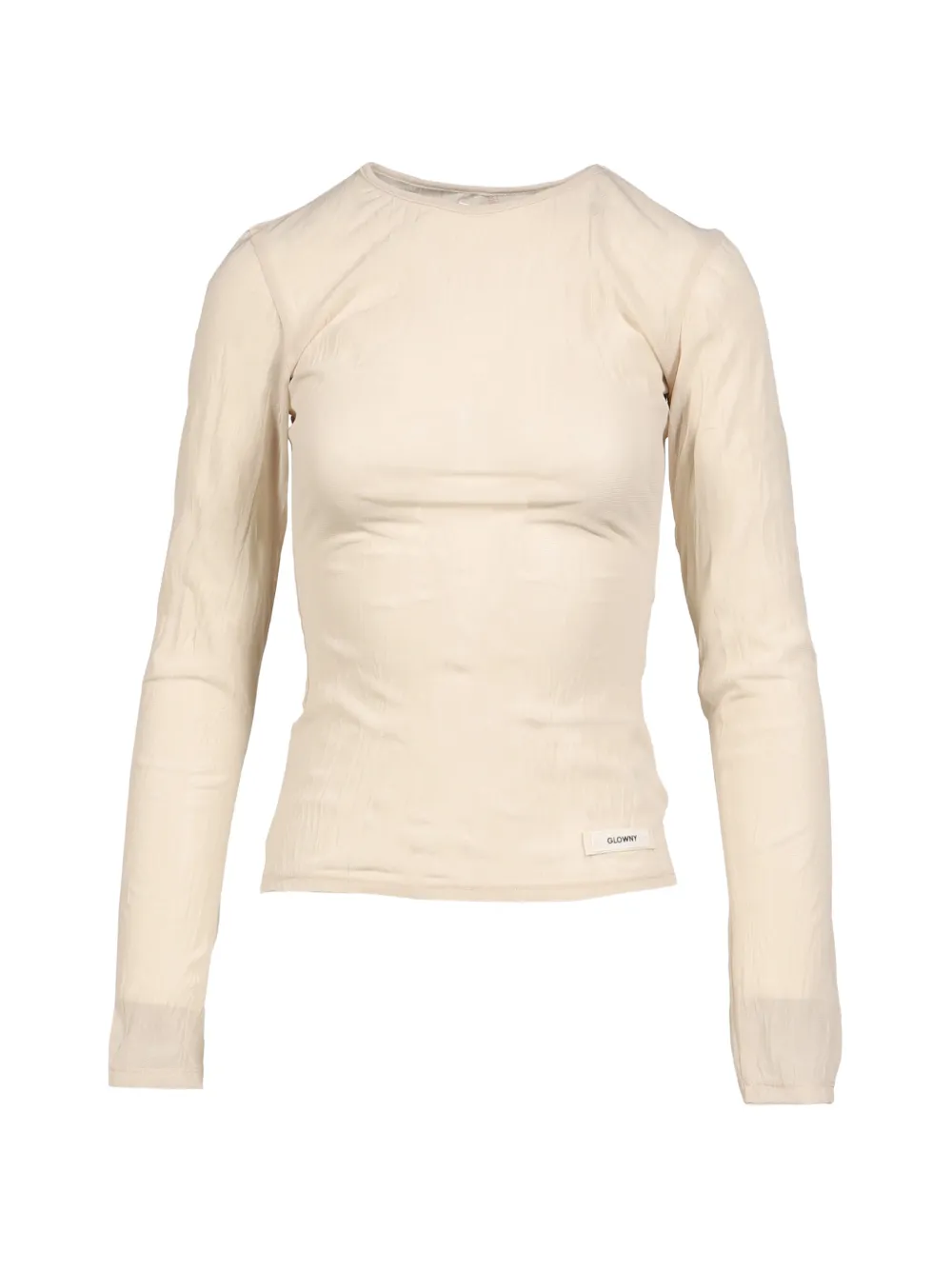 GLOWNY crinkled long-sleeve sheer T-shirt