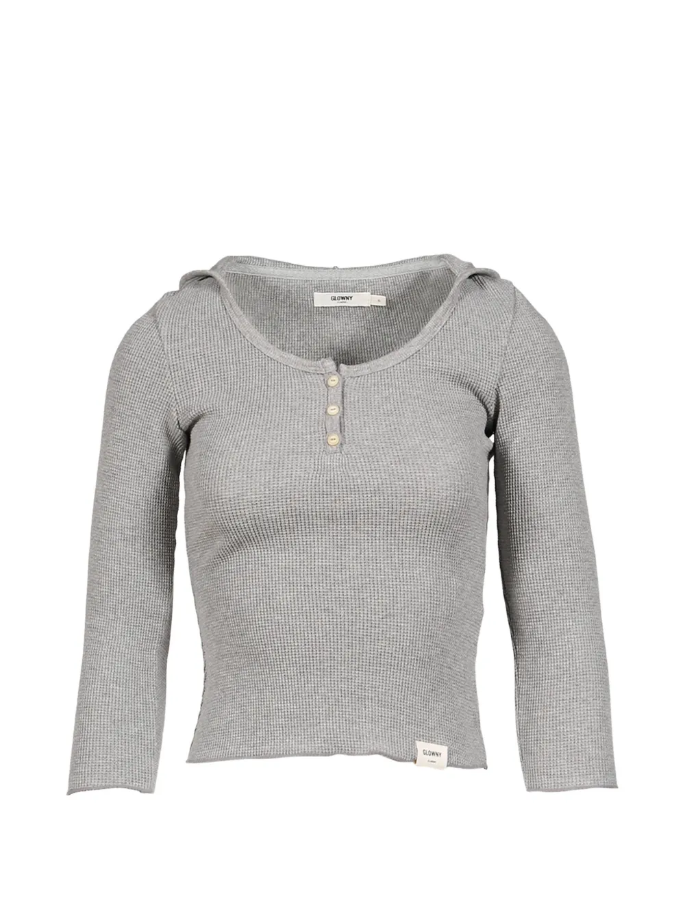 Glowny 3/4 G Waffle-knit Button Hoodie In Gray