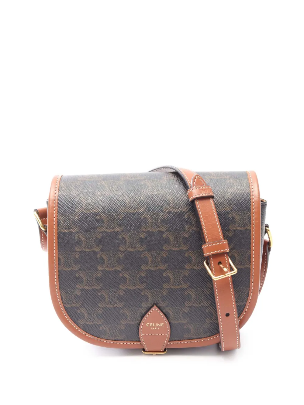 Celine Pre-Owned 2018-2022 Medium Triomphe Coated Canvas Folco crossbody bag - Brown