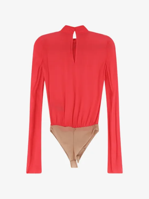 Elisabetta Franchi body plisado con apliques dorados