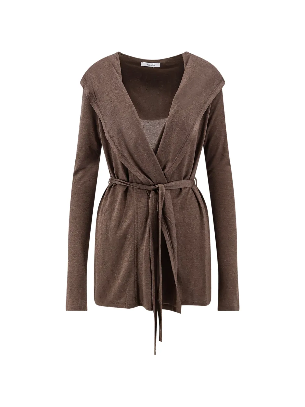 Max Mara belted lyocell-blend cardigan - Marrone