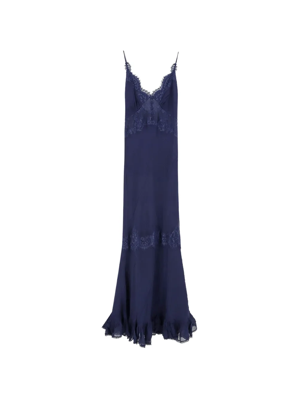 Self-Portrait lace-detail ruffled maxi dress - Blue