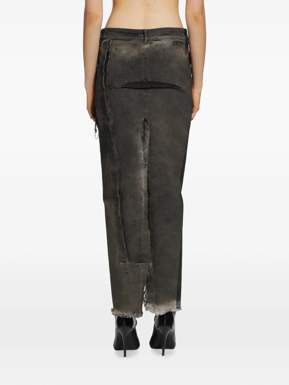 Rick Owens Tower denim midi-rok met split Grijs