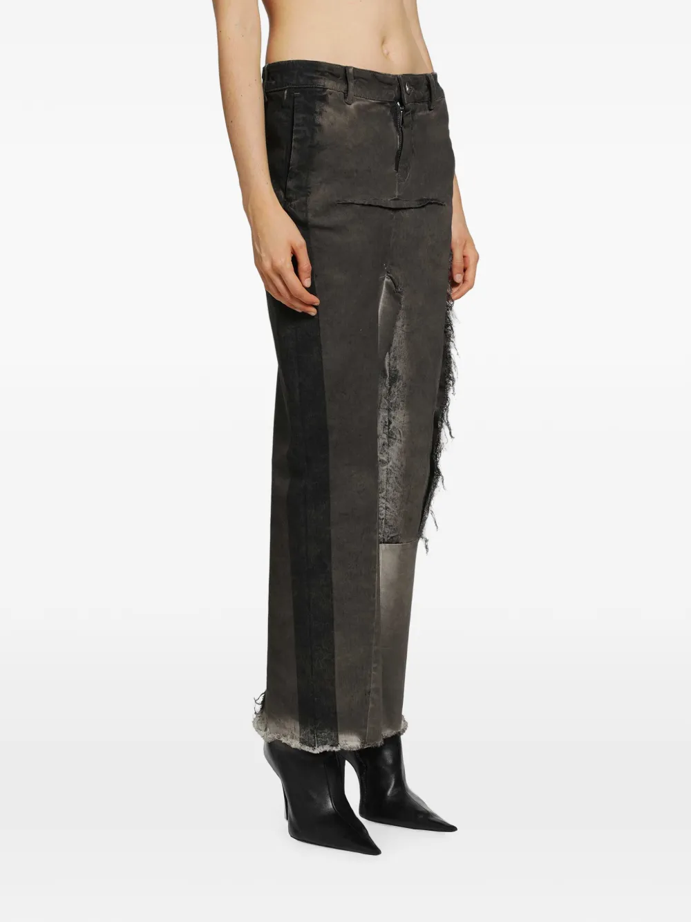 Rick Owens Tower denim midi-rok met split Grijs