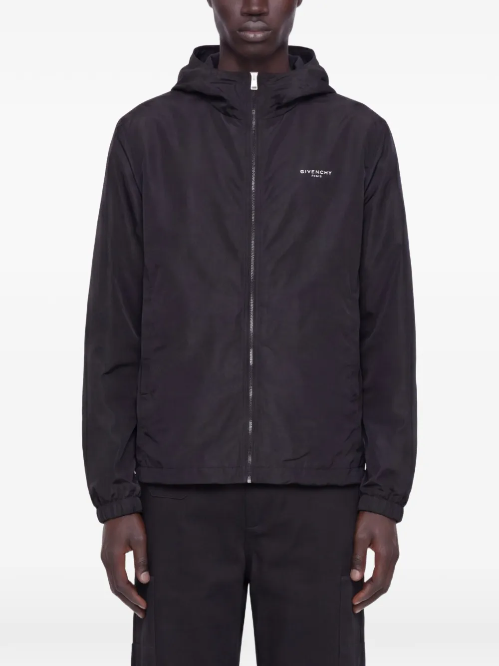 Givenchy logo-print hooded windbreaker - Nero