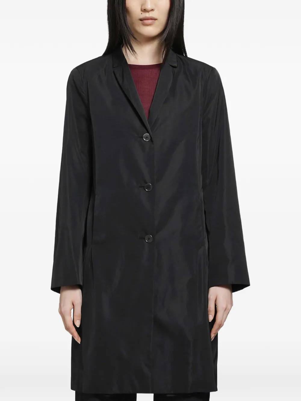 Jil Sander Mantel met enkele rij knopen Zwart