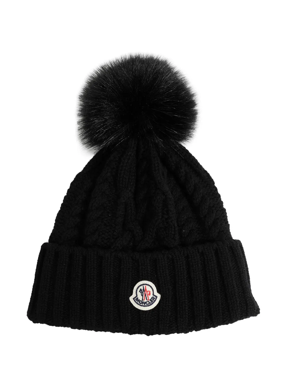 Moncler cable-knit pom-pom beanie hat - Noir Moncler cable-knit pom-pom beanie hat - Noir