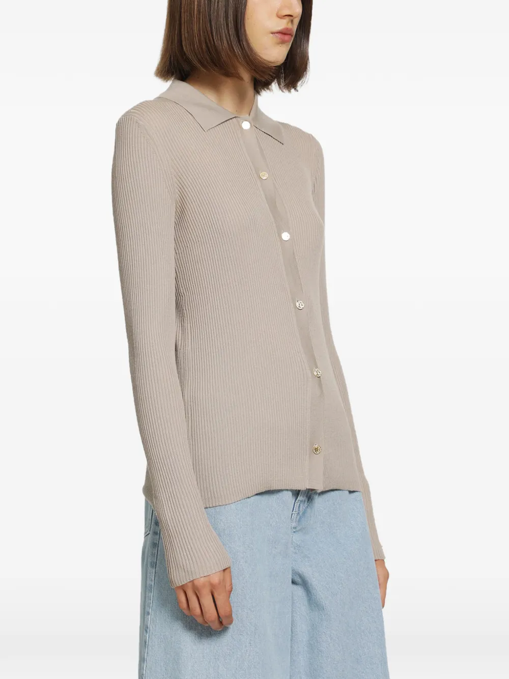'S Max Mara Ribgebreid vest met polokraag Beige