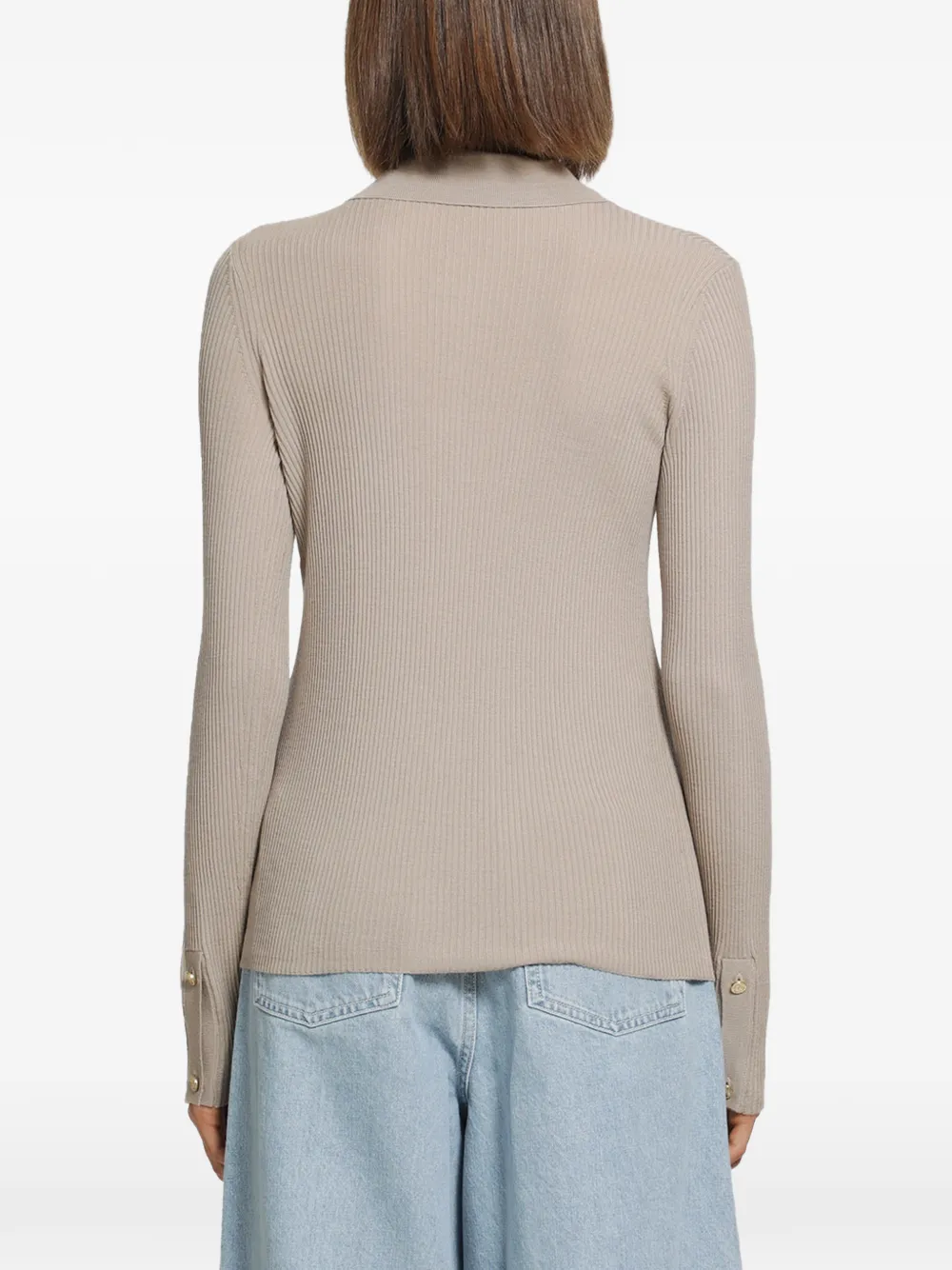 'S Max Mara Ribgebreid vest met polokraag Beige