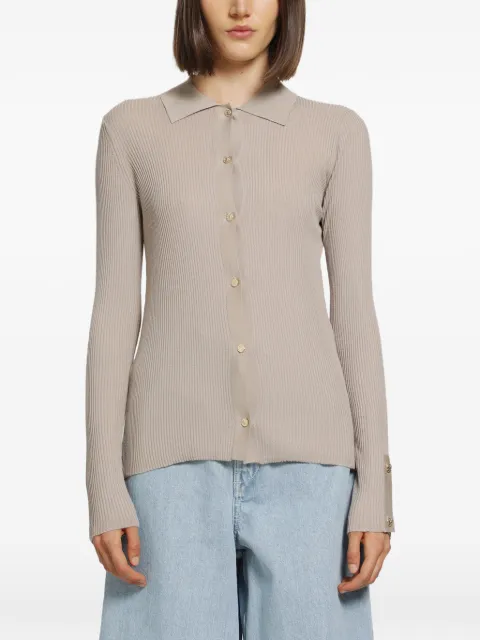 'S Max Mara cárdigan tejido de canalé con cuello tipo polo
