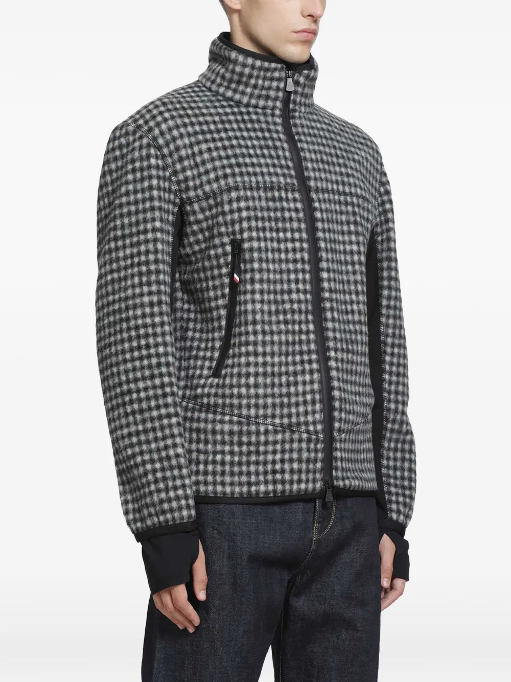 Moncler Grenoble Vichy zip-up sweatshirt Grijs