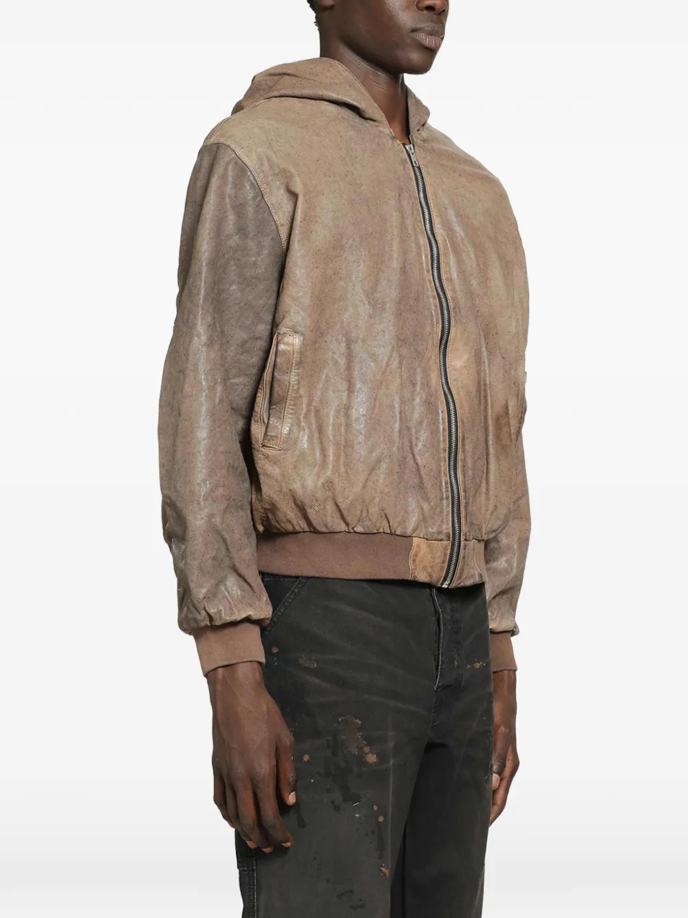 ALEXANDER DIGENOVA Hooded Leather Bomber Jacket | Brown | FARFETCH