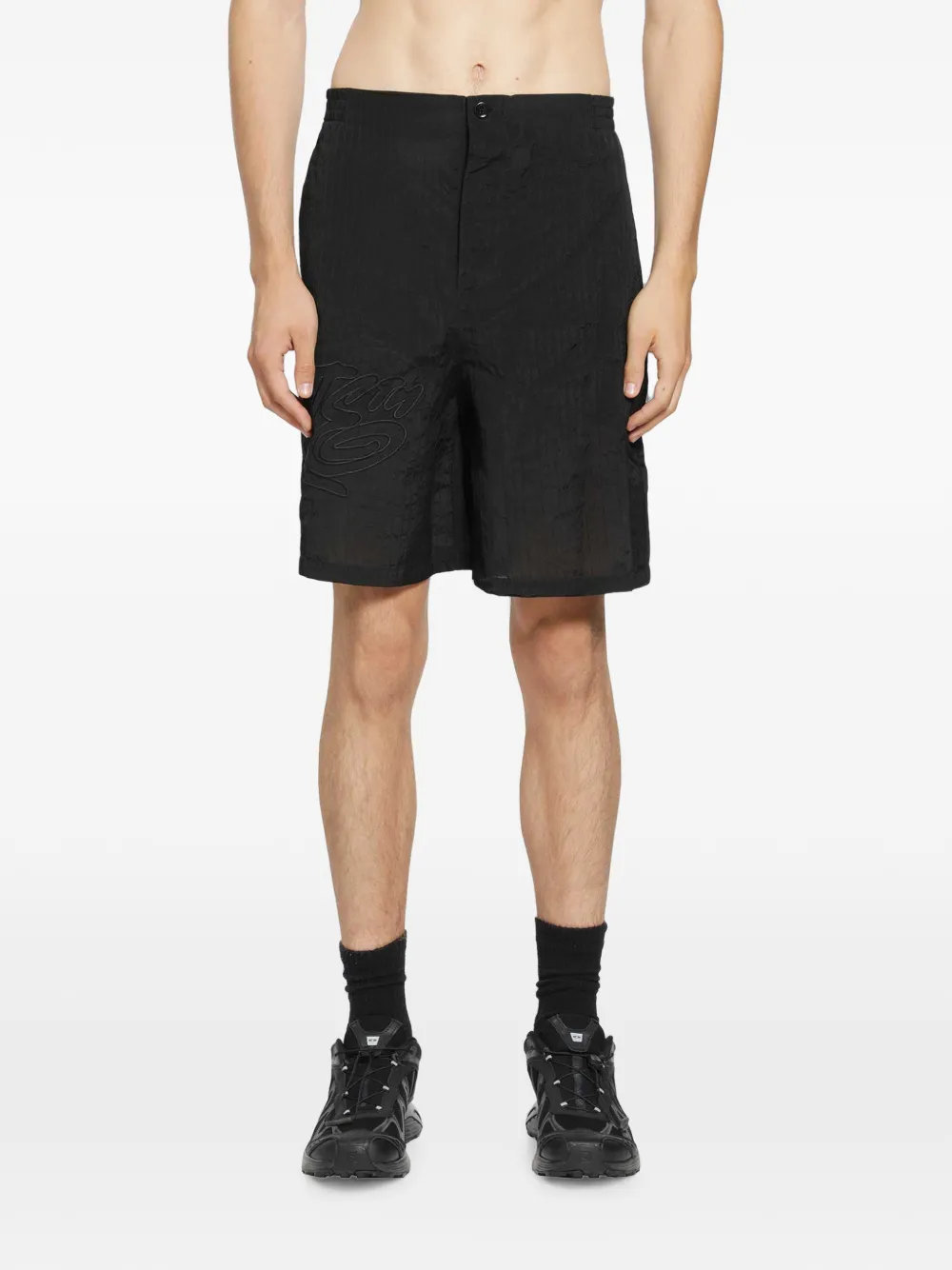 Off-White Handstyle logo organza shorts - Black