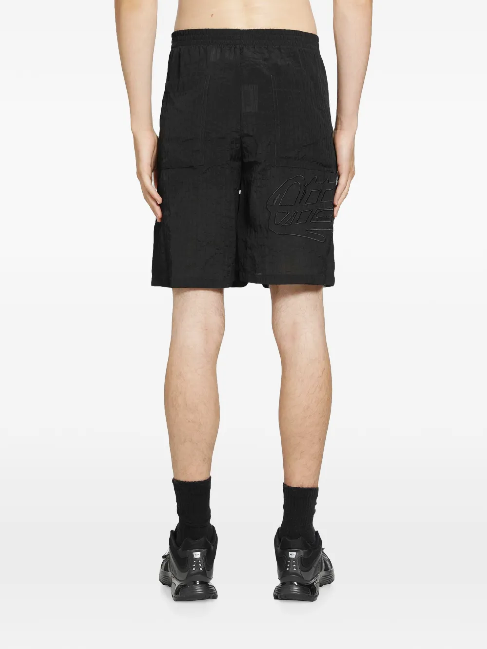 Off-White Handstyle organza shorts met logo Zwart