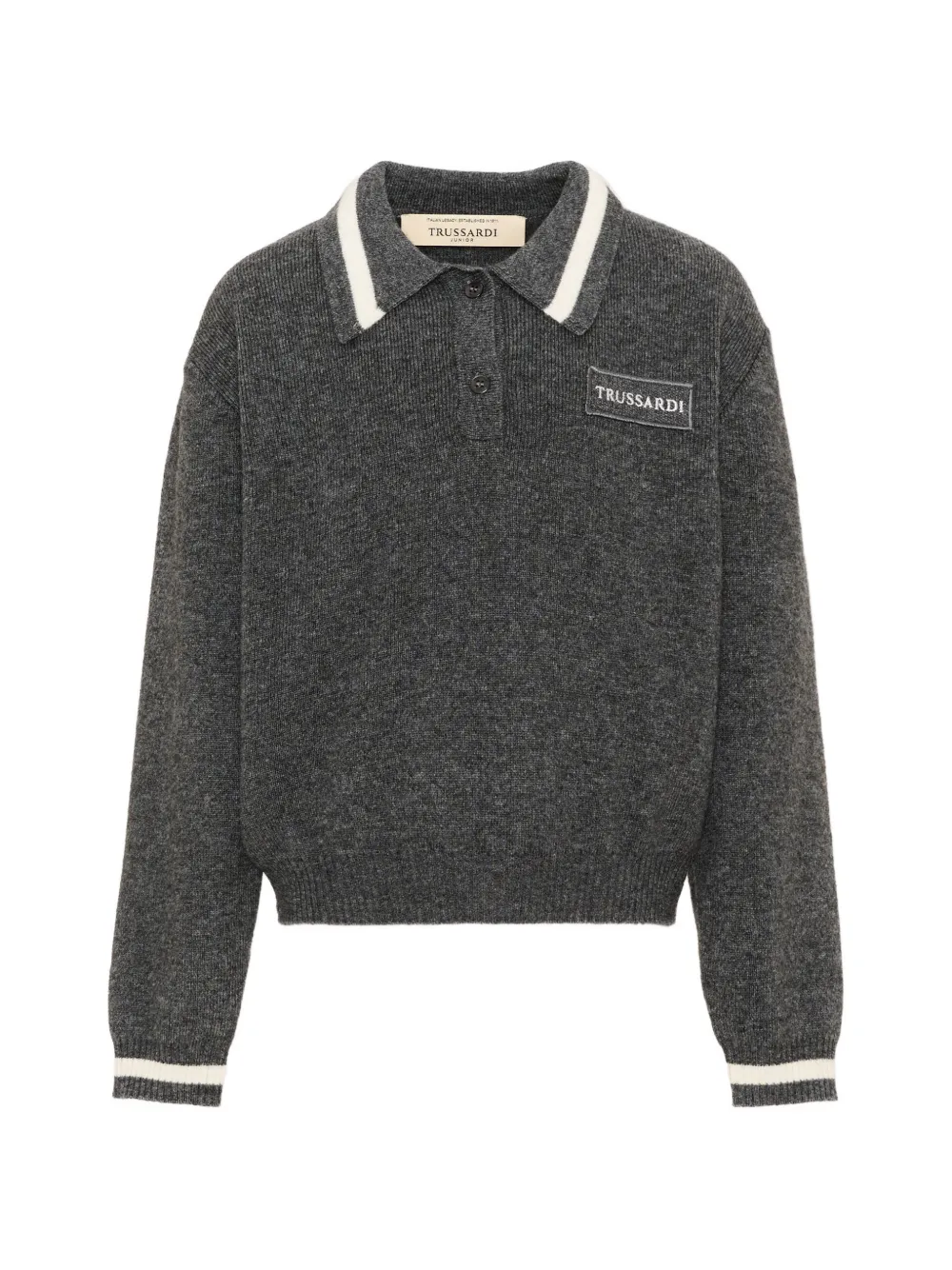 TRUSSARDI JUNIOR logo-patch polo shirt - Grigio