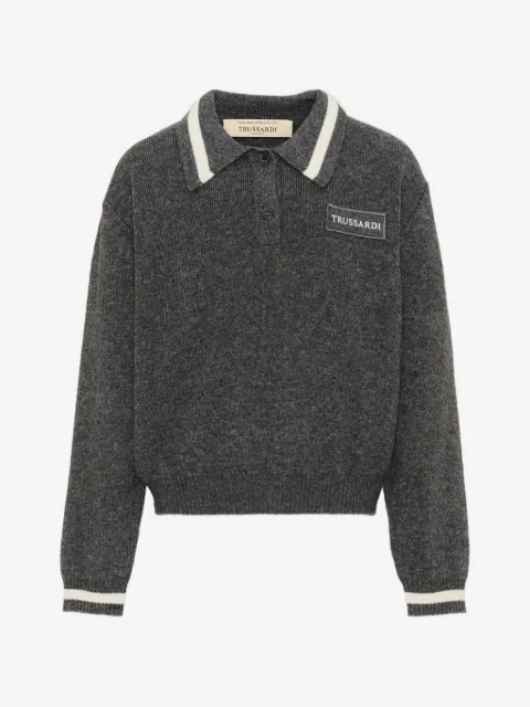 TRUSSARDI JUNIOR playera tipo polo con parche del logo