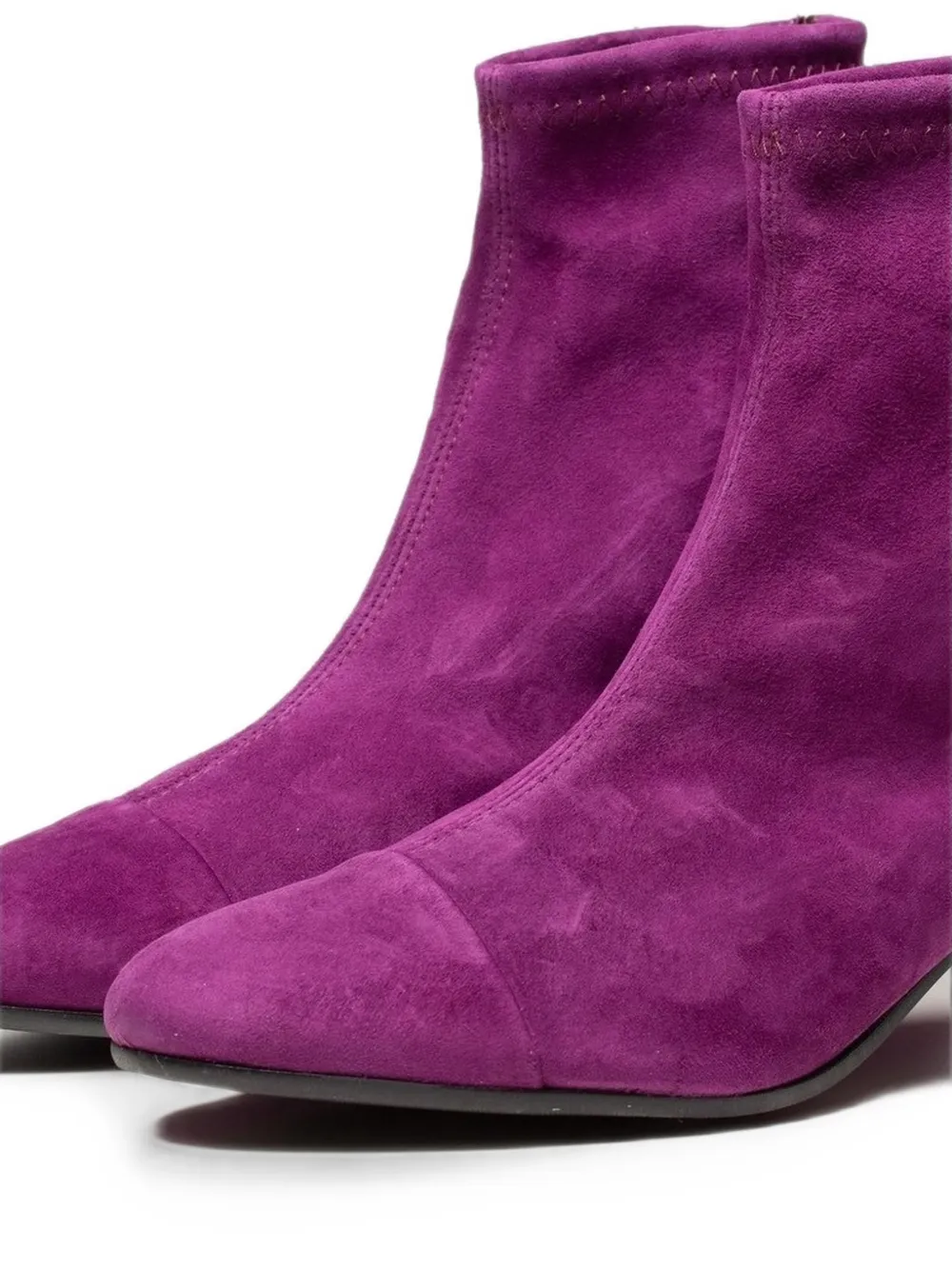 Poche Paris suede block-heel ankle boots Paars