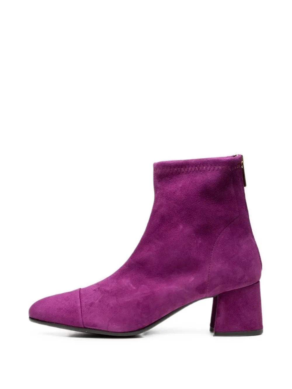 Poche Paris suede block-heel ankle boots Paars