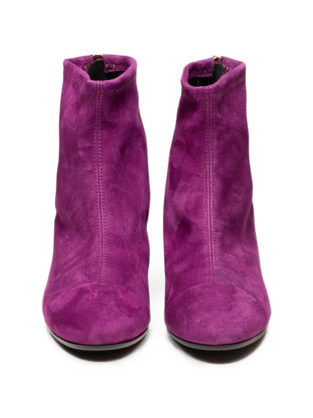 Poche Paris suede block-heel ankle boots Paars