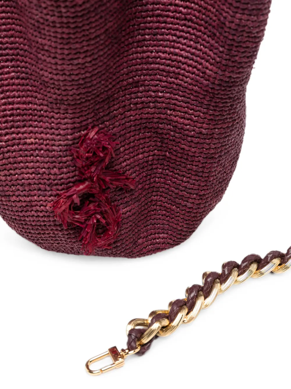 Ruslan Baginskiy Hoed en bucket-tas van geweven raffia Paars