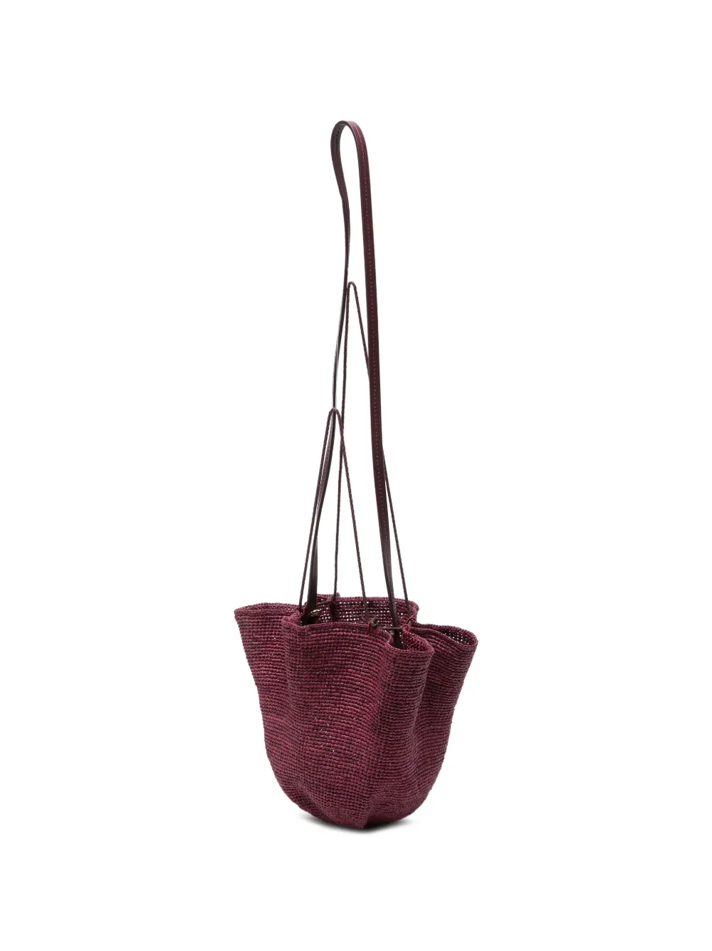 Ruslan Baginskiy Hoed en bucket-tas van geweven raffia Paars