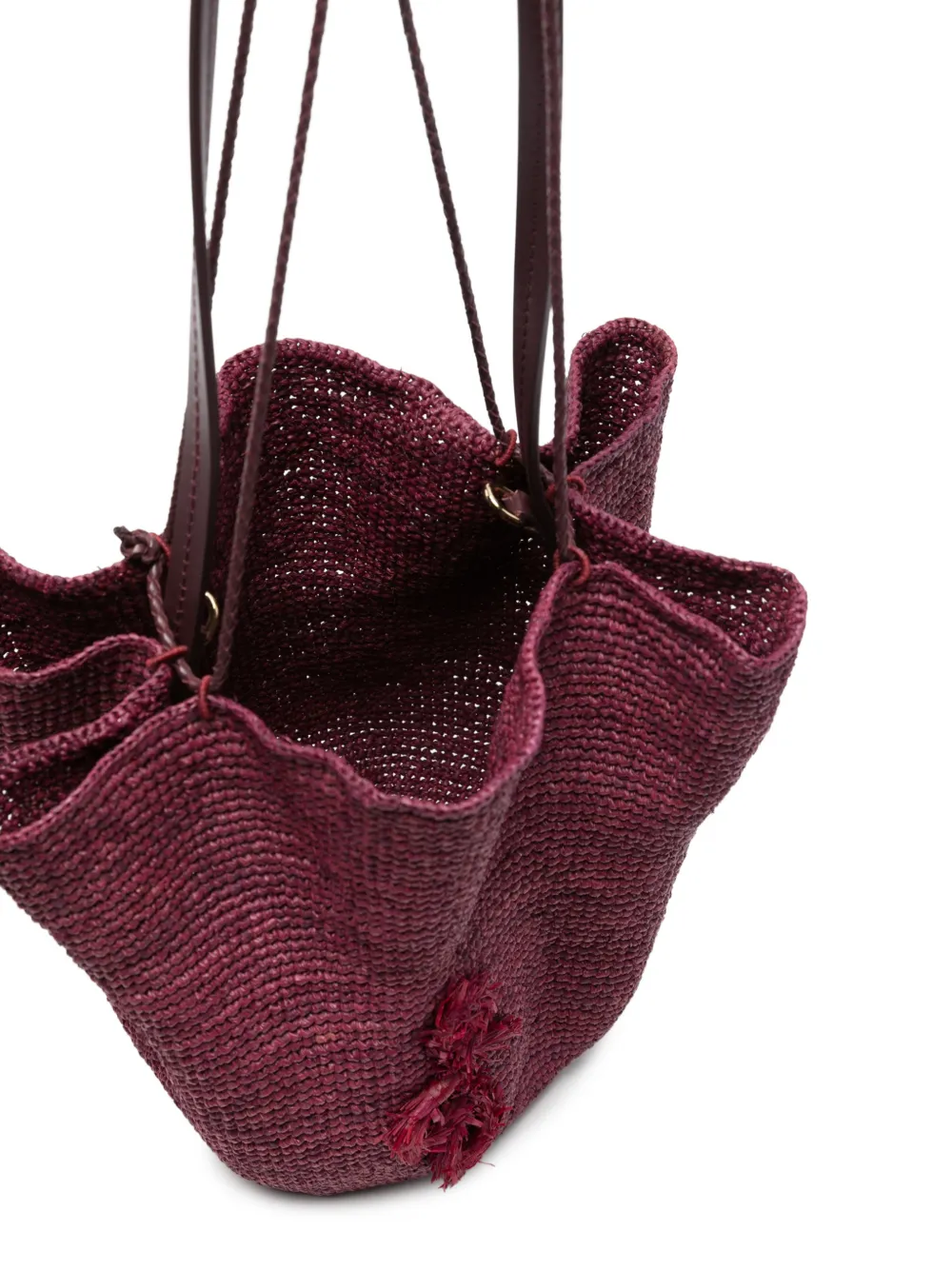 Ruslan Baginskiy Hoed en bucket-tas van geweven raffia Paars