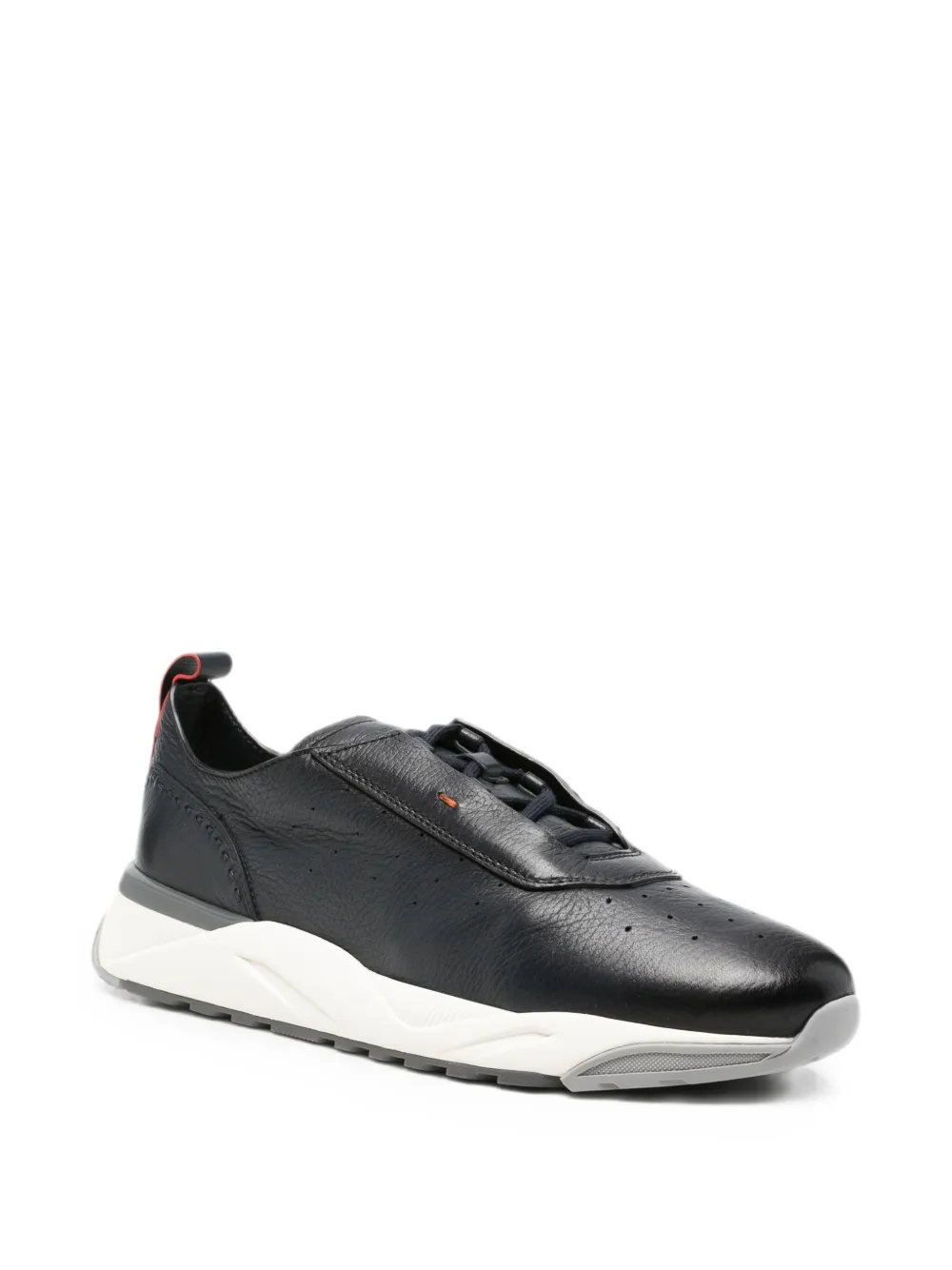 Santoni perforated panelled sneakers Zwart