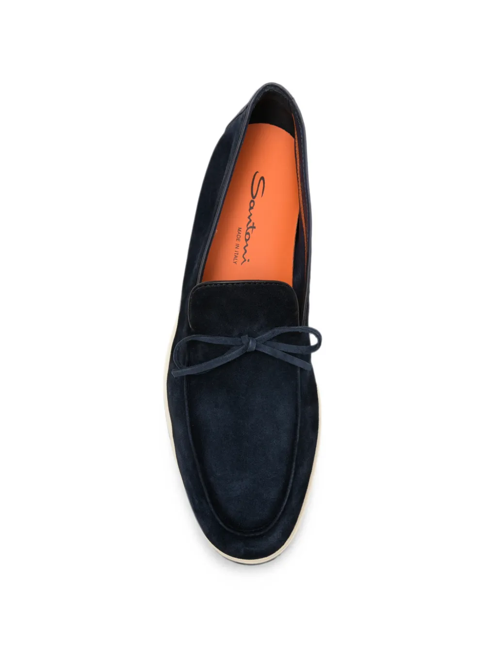 Santoni bow-detail suede boat shoes Blauw
