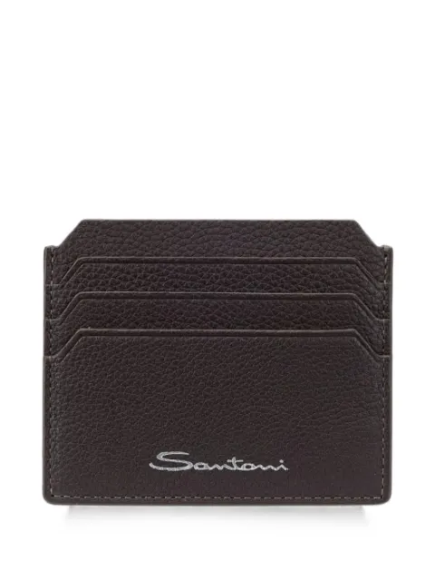 Santoni grained-leather cardholder