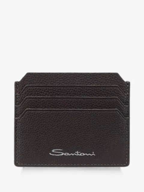 Santoni grained-leather cardholder