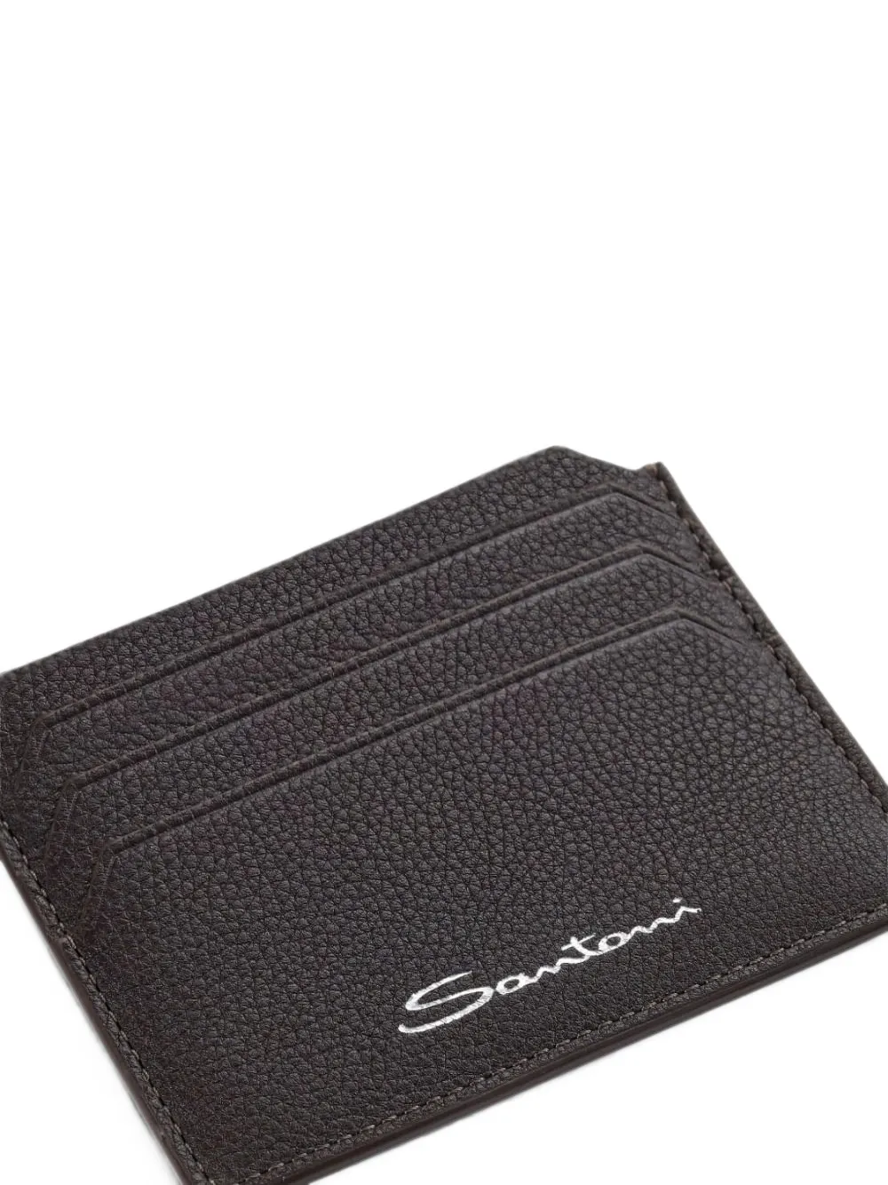 Santoni Grained-leather Cardholder in Brown, view 2
