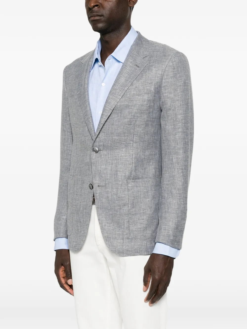 Zegna Jack met enkele rij knopen en gekerfde revers Blauw