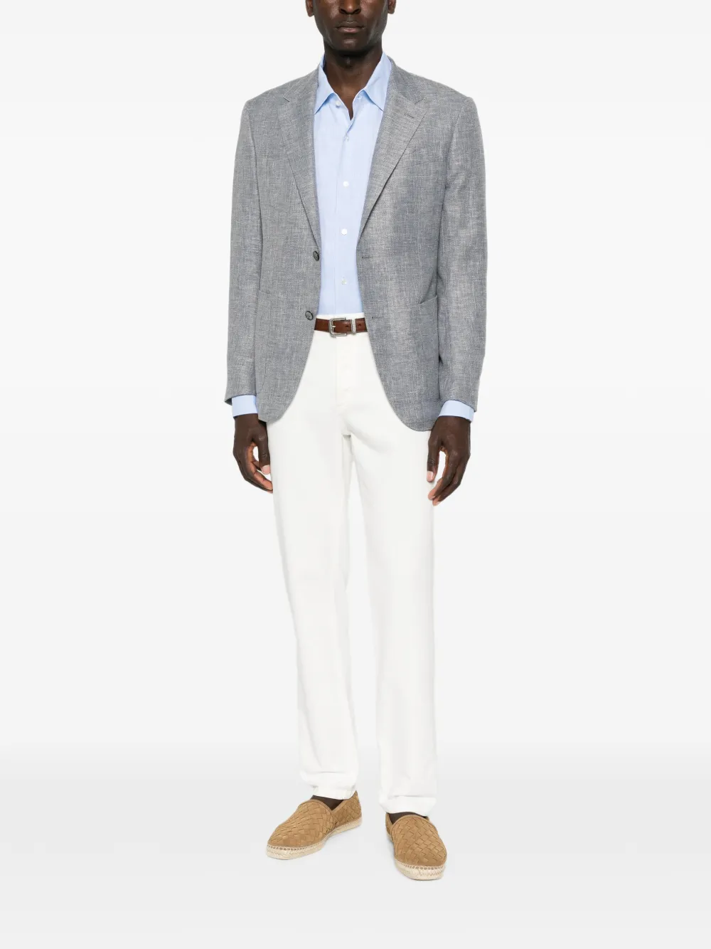 Zegna Jack met enkele rij knopen en gekerfde revers Blauw